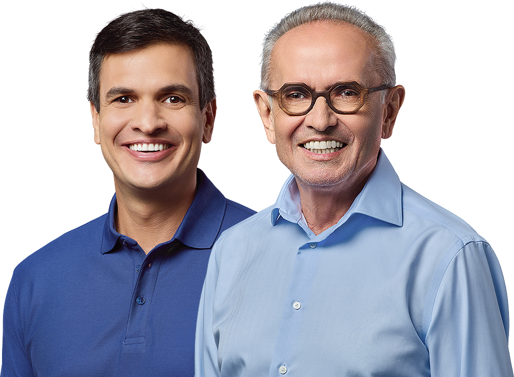 Cícero Lucena, candidato a governador, e Diogo, candidato a vice-governador